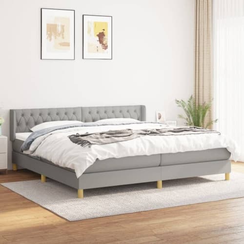 Ramsäng med madrass ljusgrå 200x200 cm tyg