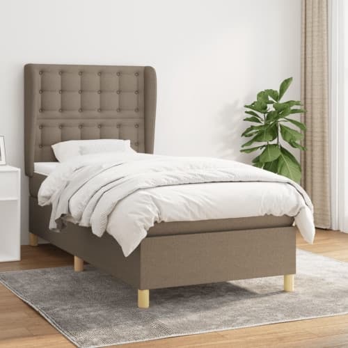 Ramsäng med madrass taupe 80x200 cm tyg