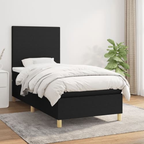 Ramsäng med madrass svart 80x200 cm tyg
