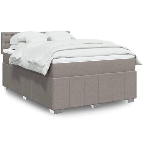 Ramsäng med madrass taupe 140x190 cm tyg