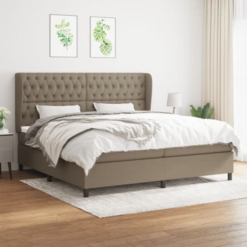 Ramsäng med madrass taupe 200x200 cm tyg