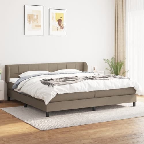 Ramsäng med madrass taupe 200x200 cm tyg