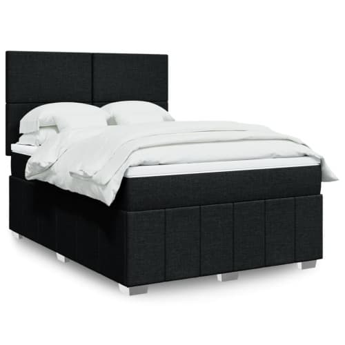 Ramsäng med madrass svart 140x190 cm tyg