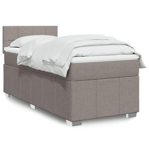 Ramsäng med madrass taupe 90x190 cm tyg