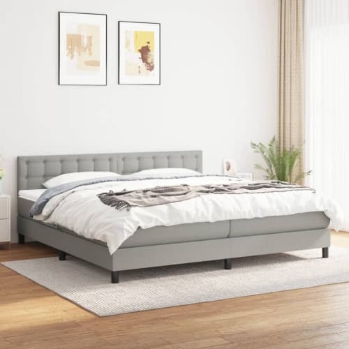 Ramsäng med madrass ljusgrå 200x200 cm tyg