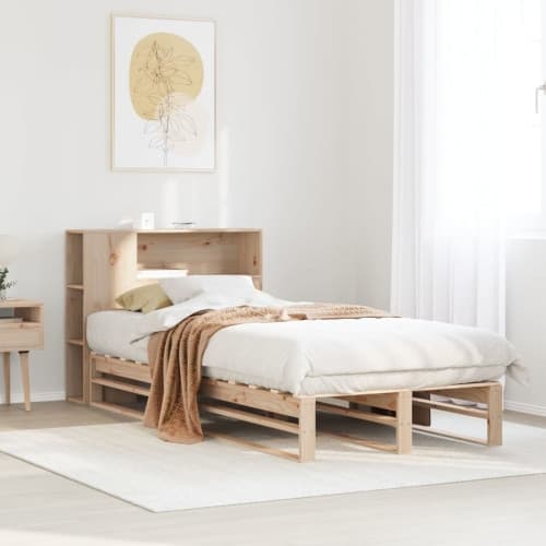 Säng med bokhylla utan madrass 100x200 cm massiv trä