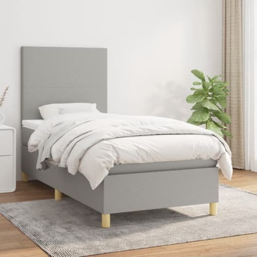 Ramsäng med madrass ljusgrå 100x200 cm tyg