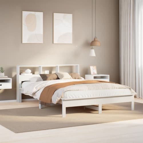 Sängram utan madrass vit 160x200 cm massiv furu