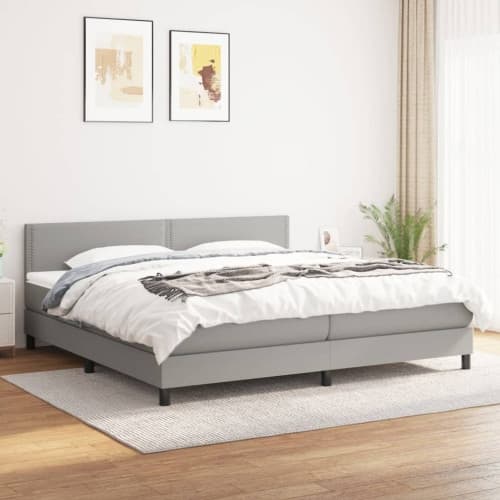Ramsäng med madrass ljusgrå 200x200 cm tyg