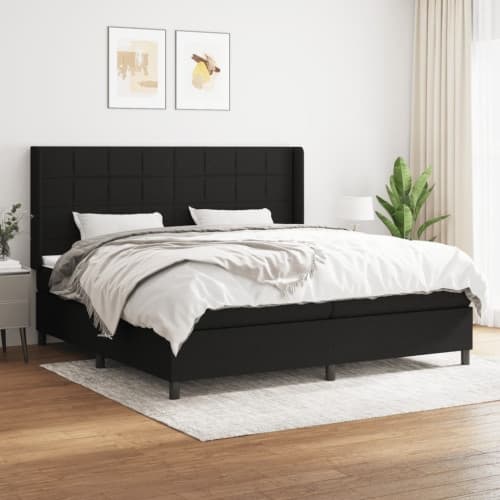 Ramsäng med madrass svart 200x200 cm tyg
