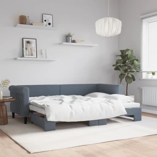 Dagbädd utdragbar mörkgrå 80x200 cm sammet