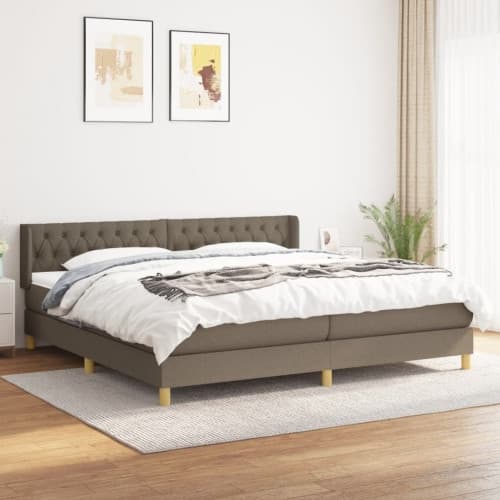 Ramsäng med madrass taupe 200x200 cm tyg