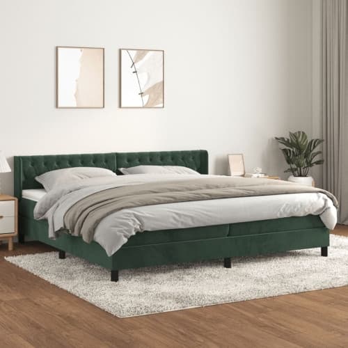 Ramsäng med madrass mörkgrön 200x200 cm sammet