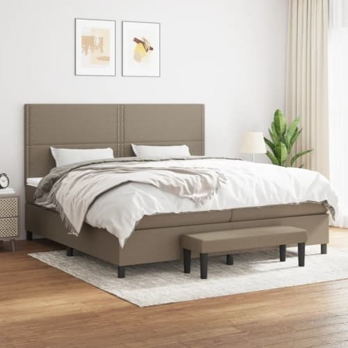 Ramsäng med madrass taupe 200x200 cm tyg
