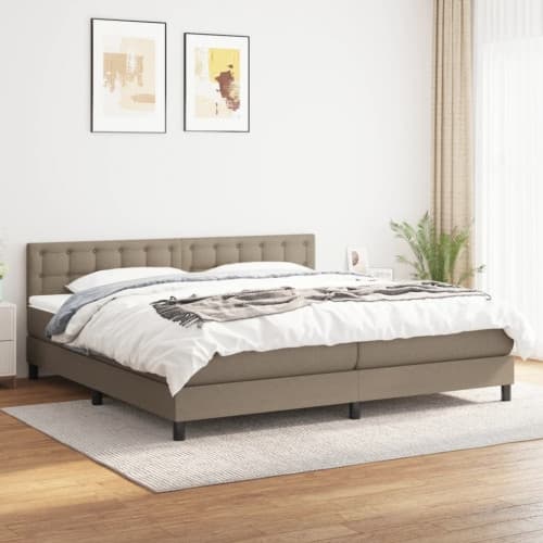 Ramsäng med madrass taupe 200x200 cm tyg