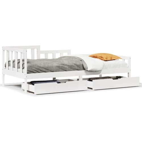 Dagbädd med lådor vit 90x200 cm massiv furu