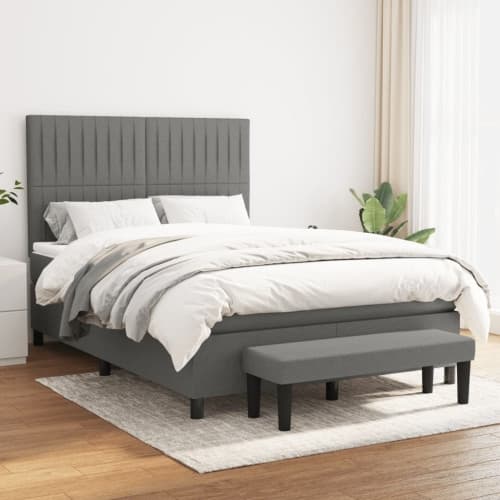 Ramsäng med madrass mörkgrå 140x190 cm tyg