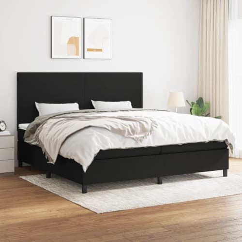 Ramsäng med madrass svart 200x200 cm tyg