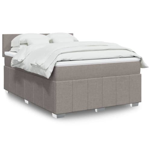 Ramsäng med madrass taupe 160x200 cm tyg