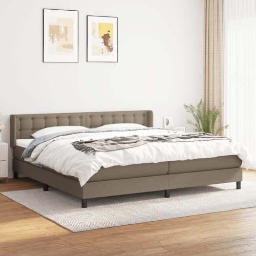 Ramsäng med madrass taupe 200x200 cm tyg