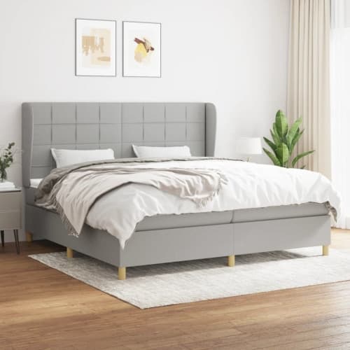 Ramsäng med madrass ljusgrå 200x200 cm tyg