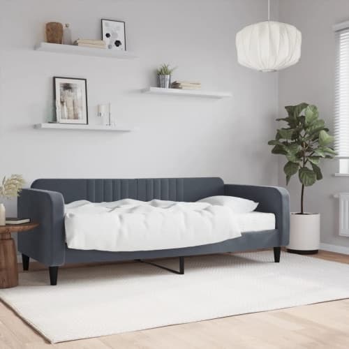 Dagbädd med madrass mörkgrå 90x200 cm sammet