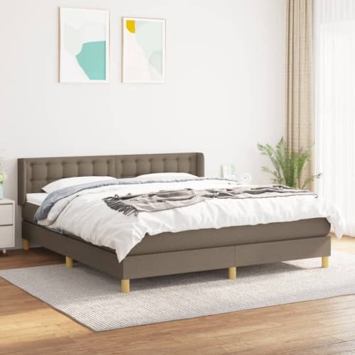 Ramsäng med madrass taupe 160x200 cm tyg