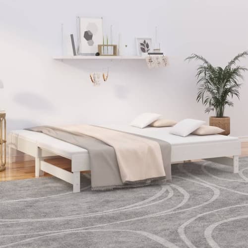 Utdragbar dagbädd vit 2x(90x190) cm massiv furu