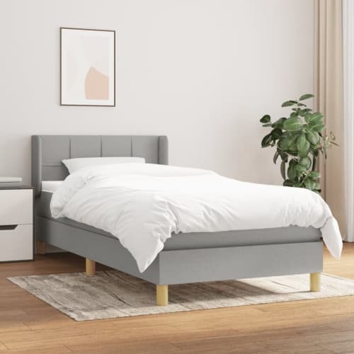 Ramsäng med madrass ljusgrå 100x200 cm tyg