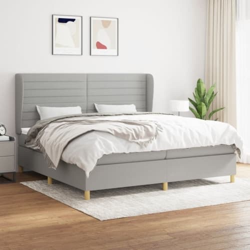 Ramsäng med madrass ljusgrå 200x200 cm tyg