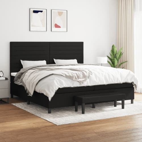 Ramsäng med madrass svart 200x200 cm tyg