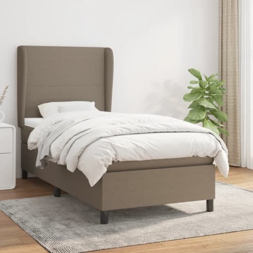 Ramsäng med madrass taupe 100x200 cm tyg