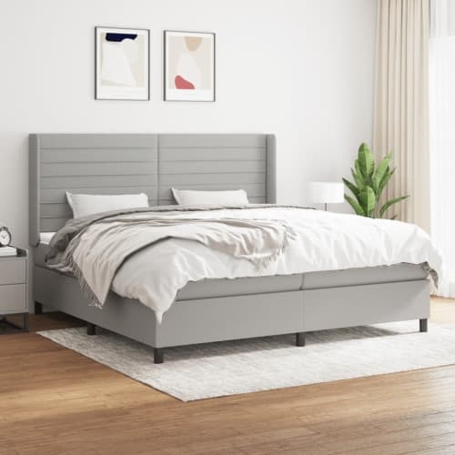 Ramsäng med madrass ljusgrå 200x200 cm tyg
