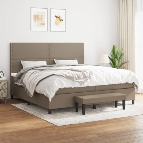 Ramsäng med madrass taupe 200x200 cm tyg