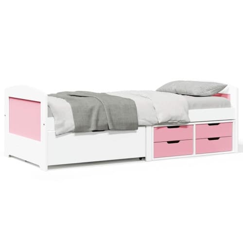 Dagbädd med 5 lådor utan madrass IRUN vit&rosa 90x200 cm