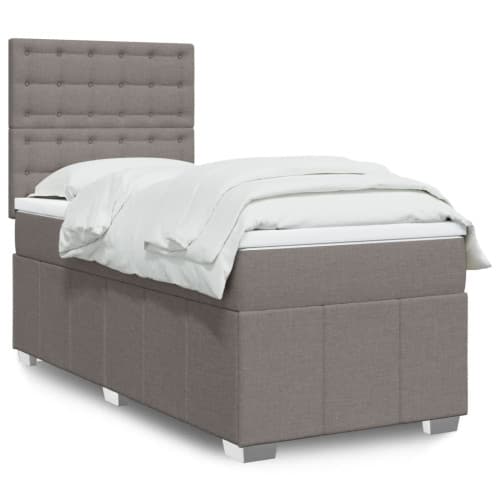 Ramsäng med madrass taupe 80x200 cm tyg
