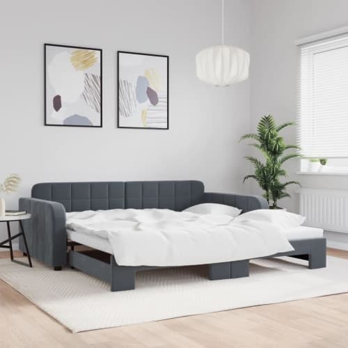 Dagbädd utdragbar mörkgrå 100x200 cm sammet