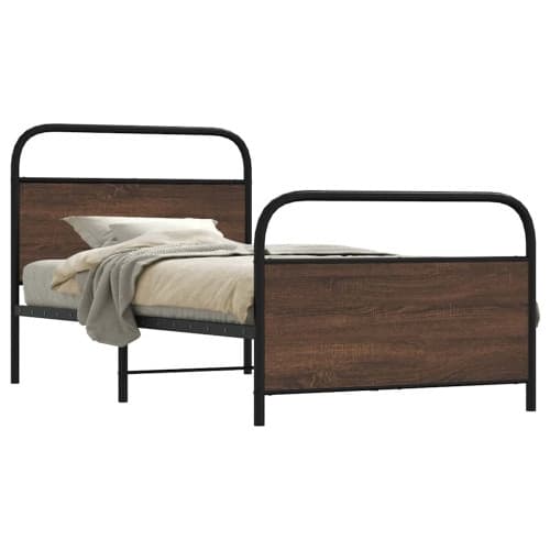 Sängram utan madrass brun ek 107x203 cm konstruerad trä