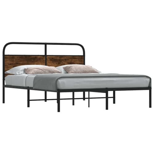Sängram utan madrass rökfärgad ek 135x190 cm konstruerad trä