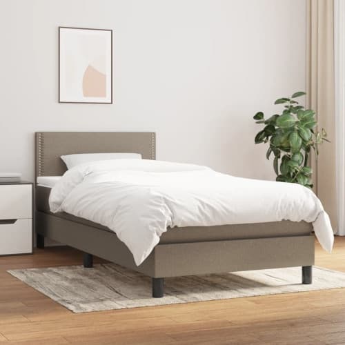 Ramsäng med madrass taupe 80x200 cm tyg