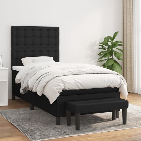 Ramsäng med madrass svart 100x200 cm tyg
