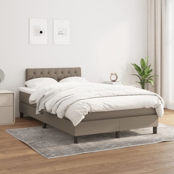 Ramsäng med madrass taupe 120x200 cm tyg