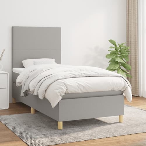 Ramsäng med madrass ljusgrå 80x200 cm tyg
