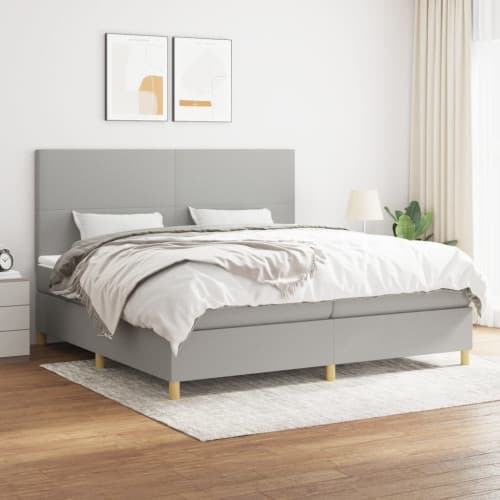 Ramsäng med madrass ljusgrå 200x200 cm tyg