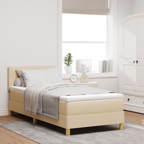 Boxspring Säng med Madrass Grädde 100x200 cm Tyg