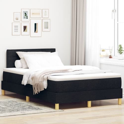 Boxspring-säng med madrass & LED Svart 120x200 cm Tyg