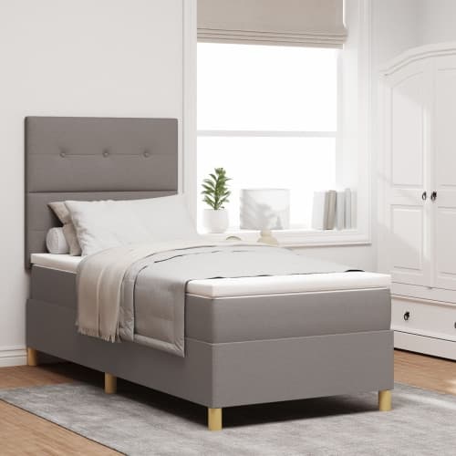 Box Spring Säng med Madrass Taupe 100x200 cm Tyg