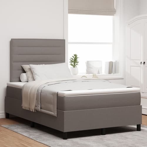 Box Spring Säng med Madrass Taupe 120x200 cm Tyg