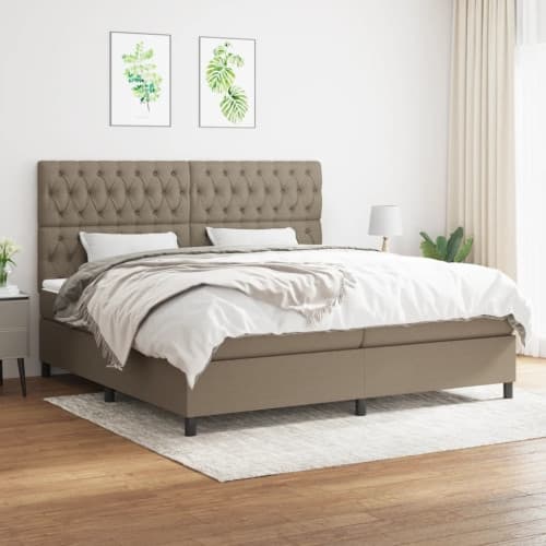 Ramsäng med madrass taupe 200x200 cm tyg