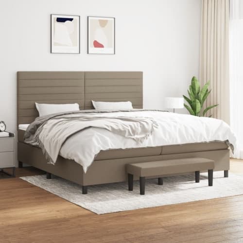 Ramsäng med madrass taupe 200x200 cm tyg